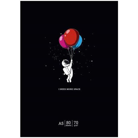 SHKOLYARYK Füzet, tűzött, A5, vonalas, 48 lap, SHKOLYARYK "I need more space", vegyes