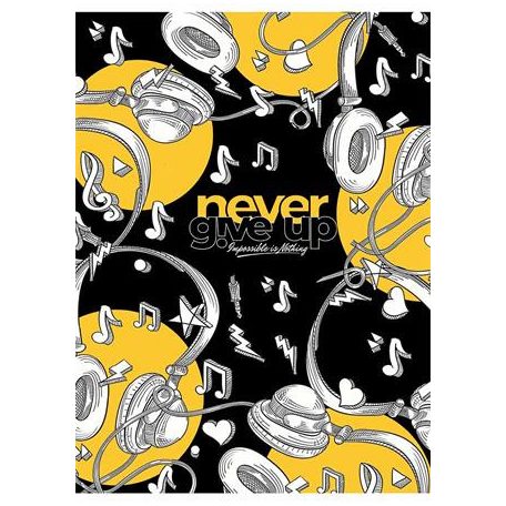 SHKOLYARYK Füzet, tűzött, A5, vonalas, 80 lap, SHKOLYARYK "Never give up", vegyes