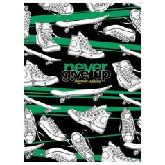   SHKOLYARYK Füzet, tűzött, A5, vonalas, 80 lap, SHKOLYARYK "Never give up", vegyes