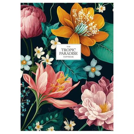 SHKOLYARYK Füzet, tűzött, A4, vonalas, 80 lap, SHKOLYARYK "Tropic Paradise", vegyes minta