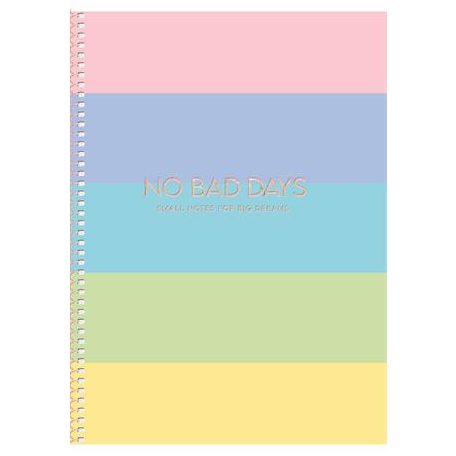 SHKOLYARYK Spirálfüzet, B5, kockás, 80 lap, keményfedeles, SHKOLYARYK "No bad days", vegyes