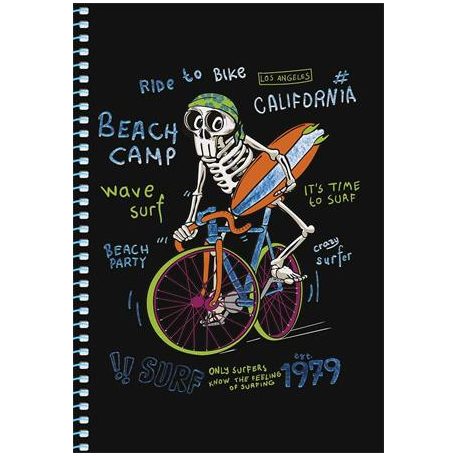 SHKOLYARYK Spirálfüzet, A5, kockás, 80 lap, SHKOLYARYK " Skate board", vegyes