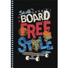 SHKOLYARYK Spirálfüzet, A5, kockás, 80 lap, SHKOLYARYK " Skate board", vegyes