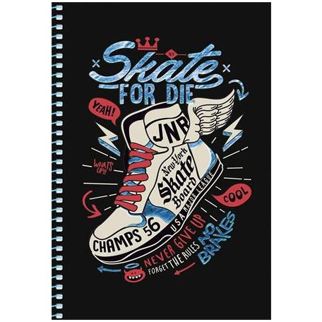 SHKOLYARYK Spirálfüzet, A5, kockás, 80 lap, SHKOLYARYK " Skate board", vegyes