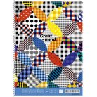 SHKOLYARYK Spirálfüzet, A4+, kockás, 80 lap, SHKOLYARYK "Great Mind", vegyes