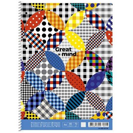 SHKOLYARYK Spirálfüzet, A4+, kockás, 80 lap, SHKOLYARYK "Great Mind", vegyes