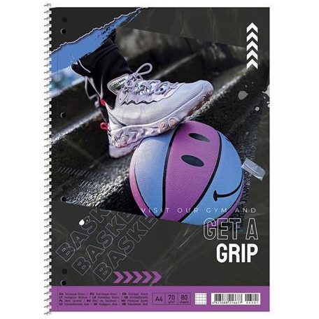 SHKOLYARYK Spirálfüzet, A4+, kockás, 80 lap, SHKOLYARYK "Get a grip", vegyes