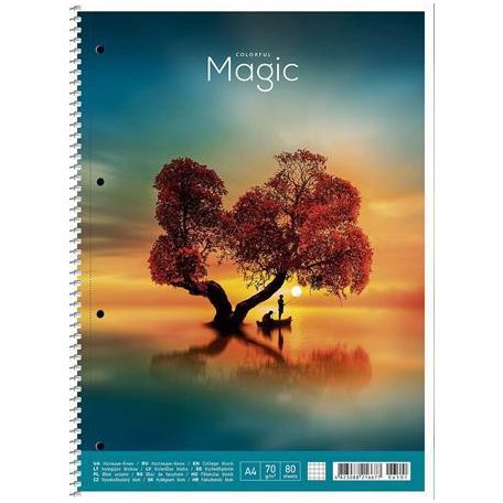 SHKOLYARYK Spirálfüzet, A4+, kockás, 80 lap, SHKOLYARYK "Colourful magic", vegyes