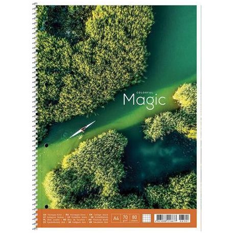 SHKOLYARYK Spirálfüzet, A4+, kockás, 80 lap, SHKOLYARYK "Colourful magic", vegyes