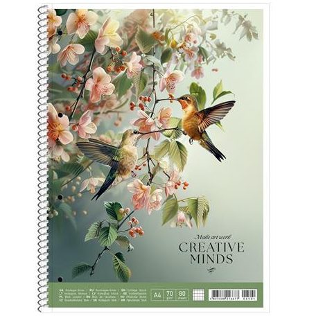 SHKOLYARYK Spirálfüzet, A4, kockás, 80 lap, SHOLYARYK "College Block Creative Minds", vegyes