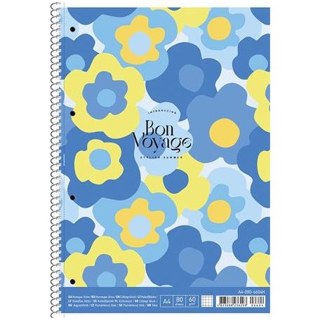 SHKOLYARYK Spirálfüzet, A4, kockás, 80 lap, SHKOLYARYK "College Block Bon Voyage", vegyes minta