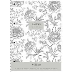   SHKOLYARYK Spirálfüzet, A4+, vonalas, 80 lap, SHKOLYARYK "Vintage flowers", vegyes