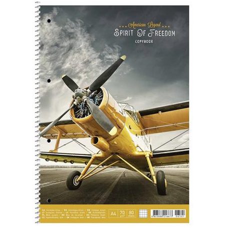 SHKOLYARYK Spirálfüzet, A4+, kockás, 80 lap, SHKOLYARYK "Spirit of Freedom", vegyes
