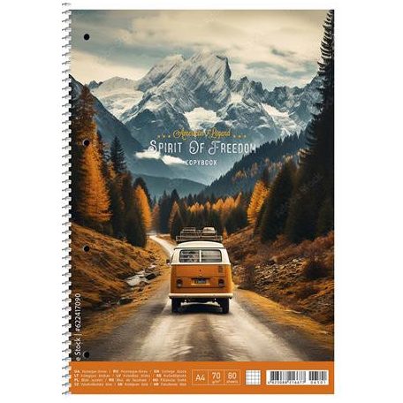 SHKOLYARYK Spirálfüzet, A4+, kockás, 80 lap, SHKOLYARYK "Spirit of Freedom", vegyes