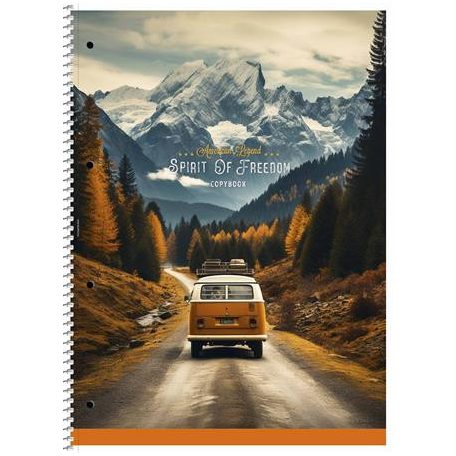SHKOLYARYK Spirálfüzet, A4+, vonalas, 80 lap, SHKOLYARYK "Spirit of Freedom", vegyes