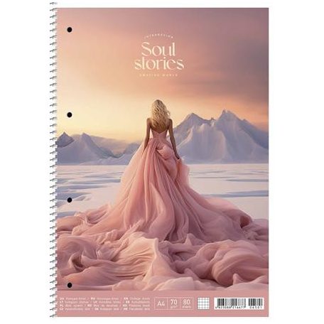 SHKOLYARYK Spirálfüzet, A4+, kockás, 80 lap, SHKOLYARYK "Soul stories", vegyes