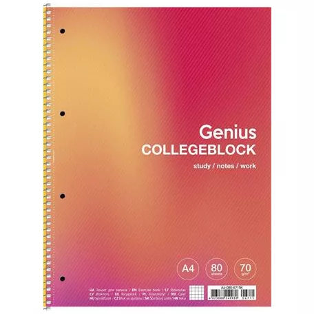 SHKOLYARYK Spirálfüzet, A4+, kockás, 80 lap, SHKOLYARYK "Genius", vegyes