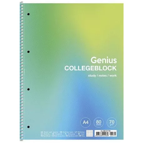 SHKOLYARYK Spirálfüzet, A4+, kockás, 80 lap, SHKOLYARYK "Genius", vegyes