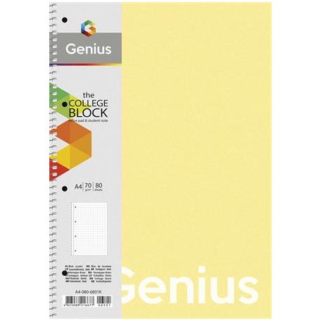 SHKOLYARYK Spirálfüzet, A4, vonalas, 80 lap, PP borító, SHKOLYARYK "Genius Pastel", vegyes