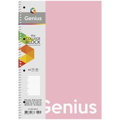 SHKOLYARYK Spirálfüzet, A4, vonalas, 80 lap, PP borító, SHKOLYARYK "Genius Pastel", vegyes