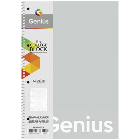 SHKOLYARYK Spirálfüzet, A4, vonalas, 80 lap, PP borító, SHKOLYARYK "Genius Pastel", vegyes