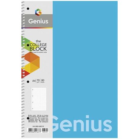 SHKOLYARYK Spirálfüzet, A4, kockás, 80 lap, PP bortító, SHKOLYARYK "Genius", vegyes