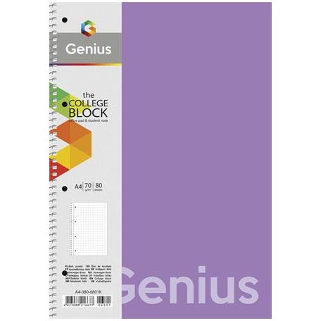 SHKOLYARYK Spirálfüzet, A4, vonalas, 80 lap, PP borító, SHKOLYARYK "Genius", vegyes
