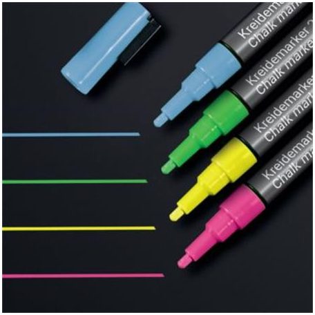 SIGEL Folyékony krétamarker készlet, kúpos hegy, 1-2 mm SIGEL, 4 különböző szín