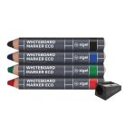 SIGEL Táblaceruza készlet, 1-5 mm, kúpos, SIGEL, 4 különböző szín hegyezővel