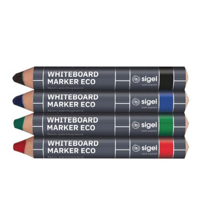 SIGEL Táblaceruza készlet, 1-5 mm, kúpos, SIGEL, 4 különböző szín hegyezővel