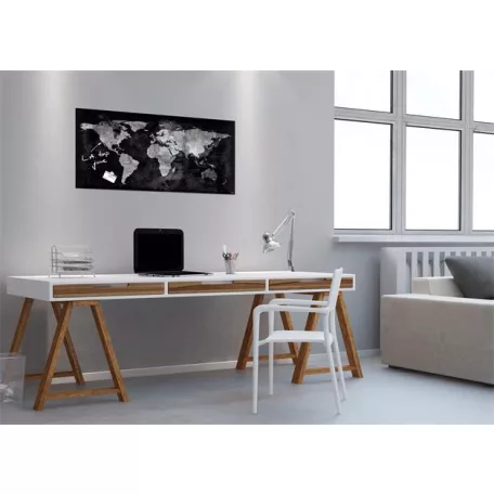 SIGEL Mágneses üvegtábla, Világtérképpel, 46x91 cm, SIGEL "Artverum® ", fekete