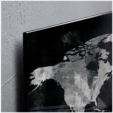 SIGEL Mágneses üvegtábla, Világtérképpel, 46x91 cm, SIGEL "Artverum® ", fekete