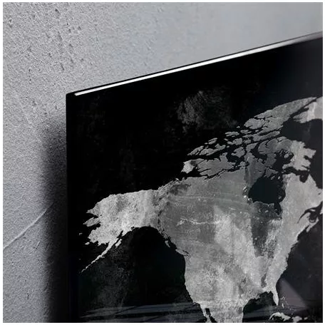 SIGEL Mágneses üvegtábla, Világtérképpel, 46x91 cm, SIGEL "Artverum® ", fekete