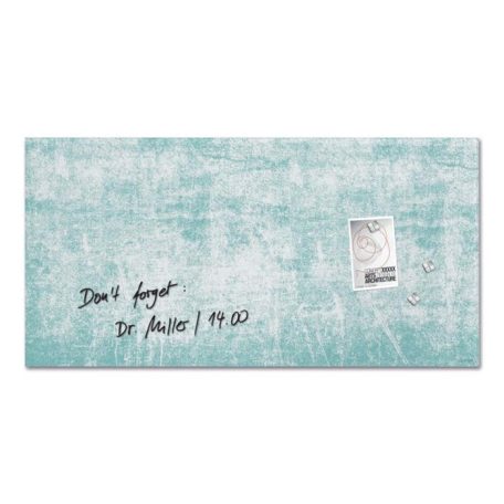 SIGEL Mágneses üvegtábla, 91x46x1,5 cm, SIGEL "Artverum® ", türkizkék fal mintázat, matt