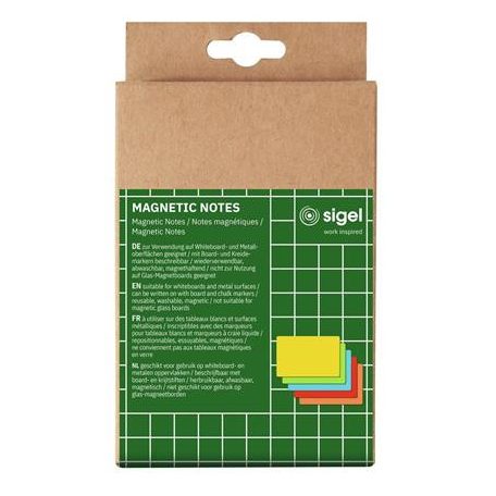 SIGEL Mágneses jegyzetlap csomag, 10x15 cm, 25 db, SIGEL, vegyes színek