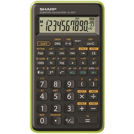 SHARP Számológép, tudományos, 146 funkció, SHARP "EL-501TBGR", fekete-zöld, bliszteres