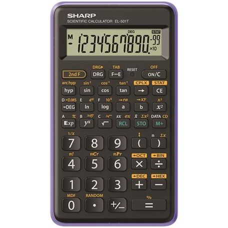 SHARP Számológép, tudományos, 146 funkció, SHARP "EL-501TBVL", fekete-lila, bliszteres