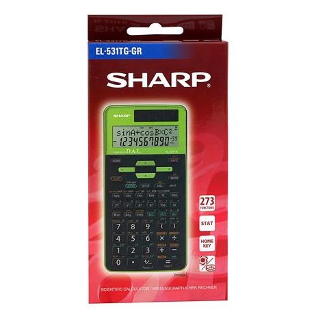 SHARP Számológép, tudományos, 273 funkció, SHARP "EL-531", zöld, dobozos