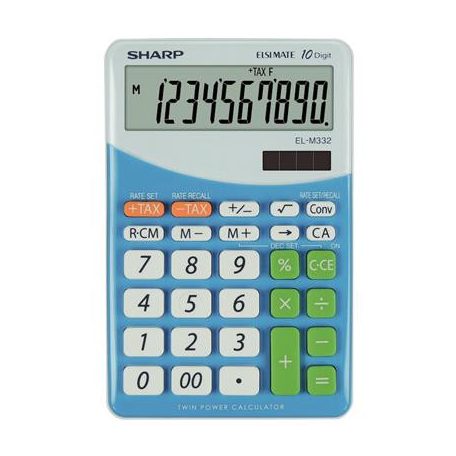 SHARP Számológép, asztali, 10 számjegy, SHARP "EL-M332", kék
