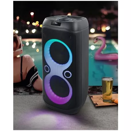 MUSE Hangszóró, Bluetooth, mikrofonnal, LED fényekkel, 600W, MUSE "M-1937DJ", fekete