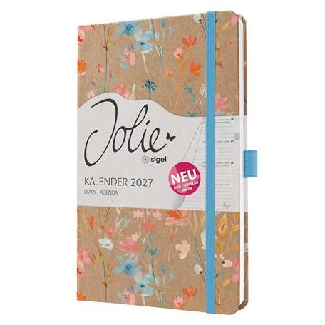 SIGEL Naptár, A5, heti, 2027, kemény borító, SIGEL "Jolie", Blue Floral Serenity
