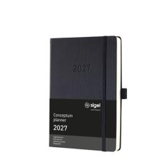  SIGEL Naptár, A5, napi, 2027, kemény borító, SIGEL "Conceptum", fekete