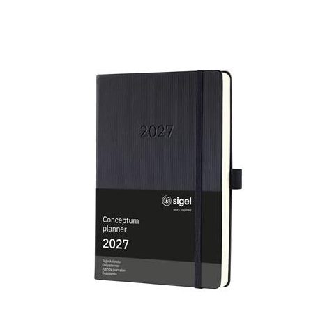 SIGEL Naptár, A5, napi, 2027, kemény borító, SIGEL "Conceptum", fekete