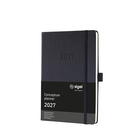 SIGEL Naptár, A5, heti, 2027, kemény borító, SIGEL "Conceptum", fekete