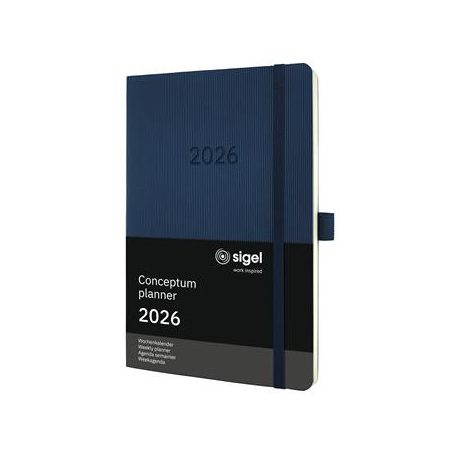 SIGEL Naptár, A5, heti, 2026, puha borító, SIGEL "Conceptum", éjkék