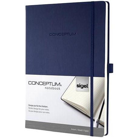SIGEL Jegyzetfüzet, exkluzív, A4, vonalas, 97 lap, keményfedeles, SIGEL "Conceptum", éjkék