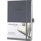 SIGEL Jegyzetfüzet, exkluzív, A5, kockás, 97 lap, keményfedeles, SIGEL "Conceptum", sötétszürke