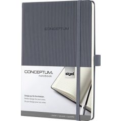   SIGEL Jegyzetfüzet, exkluzív, A5, kockás, 97 lap, keményfedeles, SIGEL "Conceptum", sötétszürke