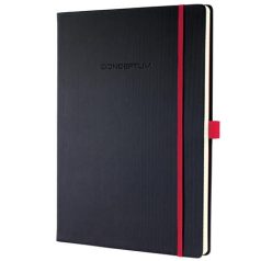   SIGEL Jegyzetfüzet, exkluzív, A4, kockás, 97 lap, keményfedeles, SIGEL "Conceptum Red Edition", fekete-piros