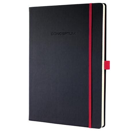 SIGEL Jegyzetfüzet, exkluzív, A4, kockás, 97 lap, keményfedeles, SIGEL "Conceptum Red Edition", fekete-piros